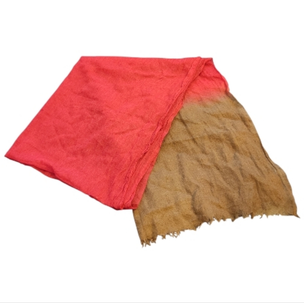 Club Monaco Red and Brown Sheer Wool Scarf
